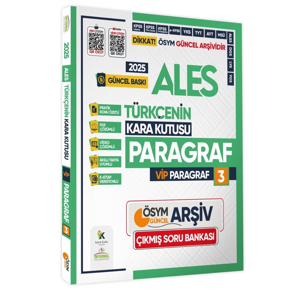 2025 ALES Kara Kutu ÖSYM Çıkmış Soru Bankası SÖZEL 5li ALTIN SET Konu Özetli Video/PDF Çözümlü