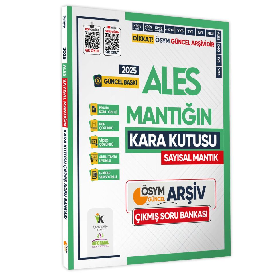 2025 ALES Kara Kutu Sayısal ve Sözel Mantık 2li SET Çıkmış Soru Bankası K. Özetli Video/PDF Çözümlü