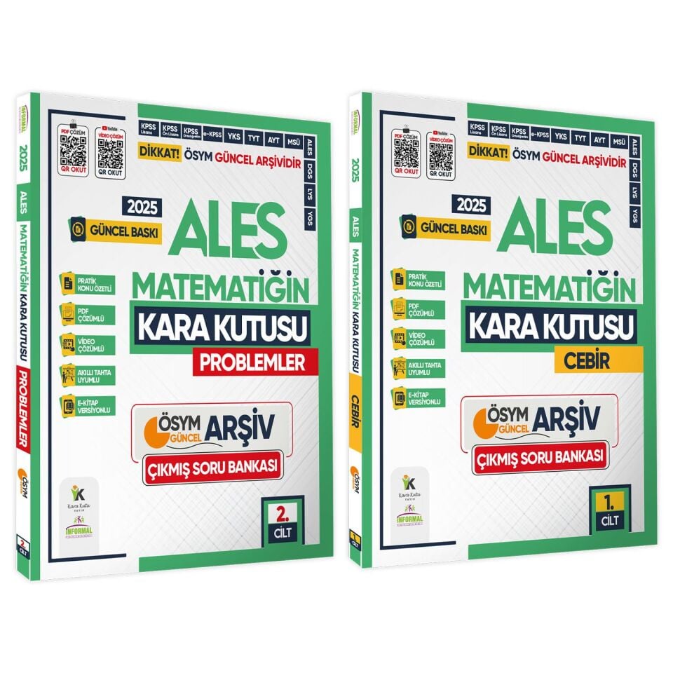 2025 ALES MATEMATİK Kara Kutu 1.-2.Cilt ÖSYM Çıkmış Soru Bankası 2li Set Video/PDF Çözümlü