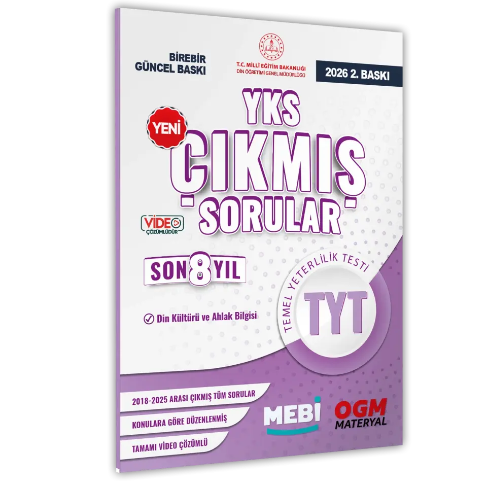 2026 YKS-TYT MEBİ DİN KÜLTÜRÜ ve AHLAK BİLGİSİ ÖSYM Çıkmış Soru Bankası SÖZEL Son 8 Yıl BASKI ÜCRETİ