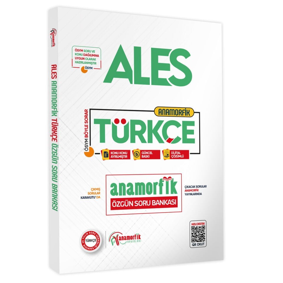 2025 ALES Yeni Sistem Türkçe TEK KİTAP Anamorfik Özgün Soru Bankası Konu Konu Dijital Çözümlü