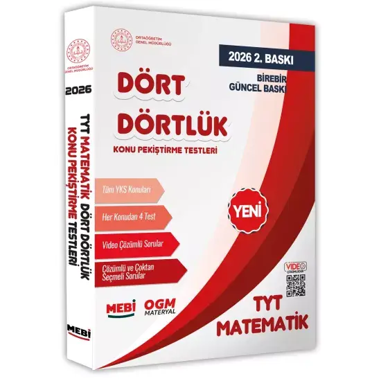 2026 YKS-TYT MEBİ-OGM Dört Dörtlük Pekiştirme Testi Soru Bankası Çözümlü Set BASKI ÜCRETİ A4 Renkli