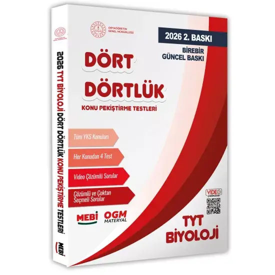 2026 YKS-TYT MEBİ-OGM Dört Dörtlük Pekiştirme Testi Soru Bankası Çözümlü Set BASKI ÜCRETİ A4 Renkli