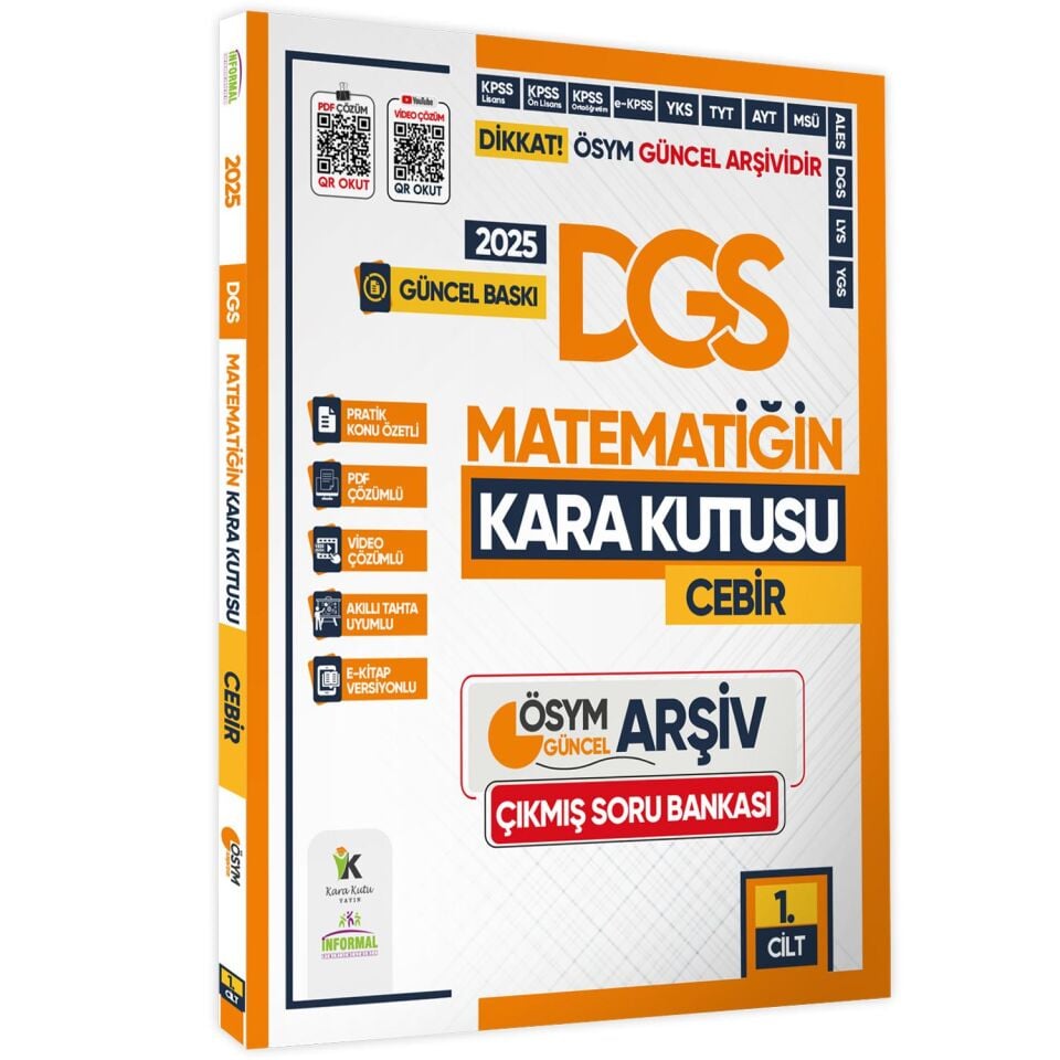 2025 DGS Matematik Kara Kutu 1.Cilt CEBİR ÖSYM Çıkmış Soru Bankası Konu Özetli Video/PDF Çözümlü