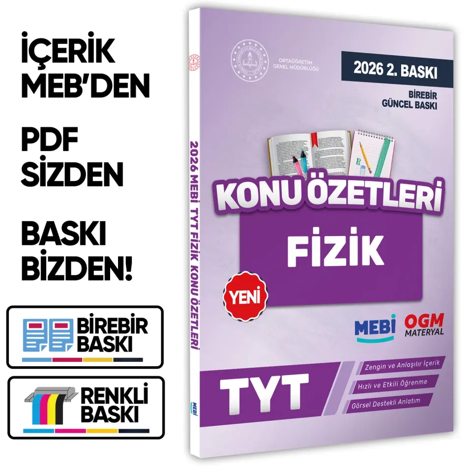 2026 YKS-TYT MEBİ-OGM Fizik Pratik Konu Özet Kitabı RENKLİ A4 Boyut Görsel Destekli BASKI ÜCRETİ