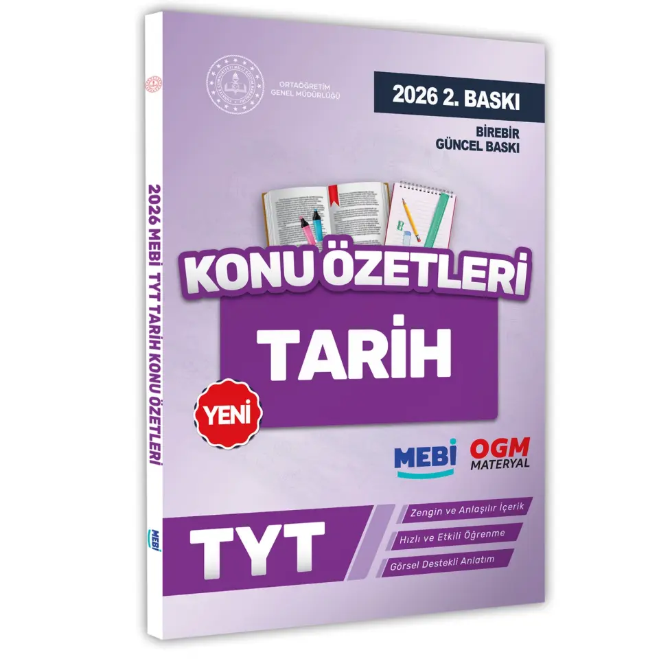 2026 YKS-TYT MEBİ-OGM Tarih Pratik Konu Özet Kitabı RENKLİ A4 Boyut Görsel Destekli BASKI ÜCRETİ