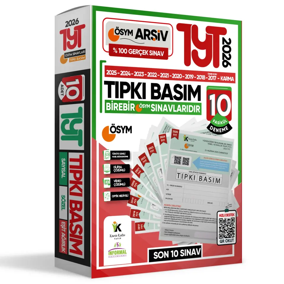 2026 YKS-TYT Ösym Çıkmış Soru 10lu Tıpkı Basım ve Kurumsal 9lu Özgün Paket Deneme Türkiye Geneli