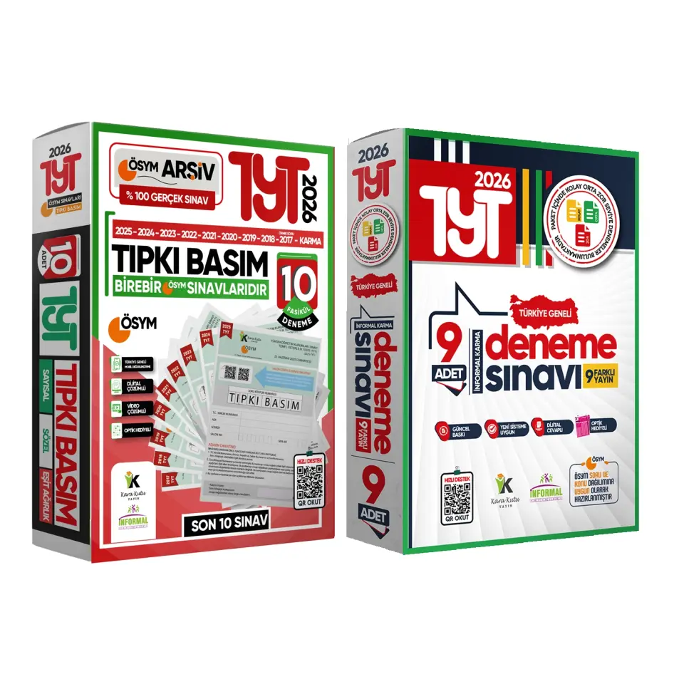 2026 YKS-TYT Ösym Çıkmış Soru 10lu Tıpkı Basım ve Kurumsal 9lu Özgün Paket Deneme Türkiye Geneli
