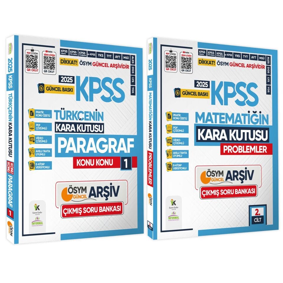 2025 KPSS Kara Kutu PARAGRAF ve PROBLEMLER Çıkmış Soru Bankası 2li Set Konu Özetli Video/PDF Çözümlü