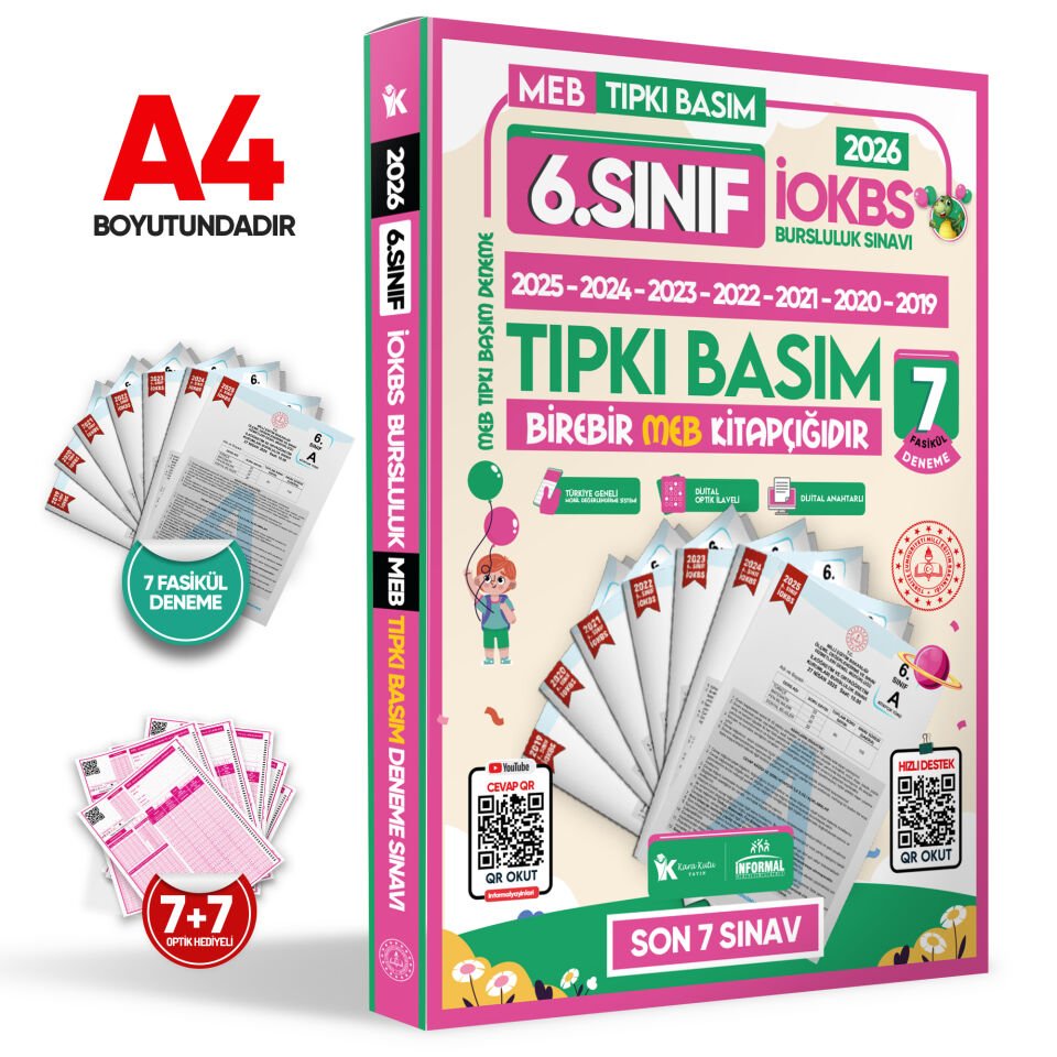 2027 6.Sınıf İOKBS-BURSLULUK Çıkmış Soru Tıpkı Basım 8li Deneme Paketi PDF/Video Çözümlü Türkiye Gen