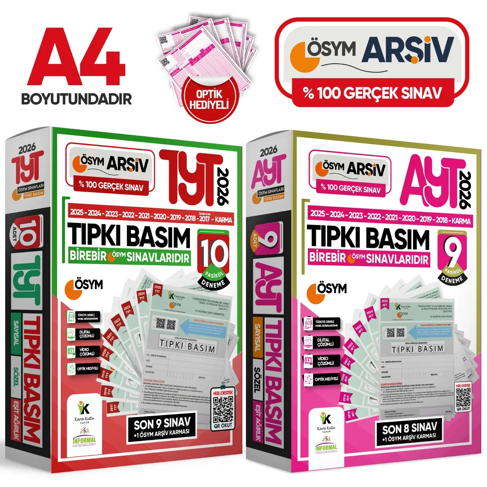 2026 YKS-TYT-AYT ÖSYM Çıkmış Soru Tıpkı Basım 19lu (10+9) Deneme Paketi Video Çözümlü Türkiye Geneli