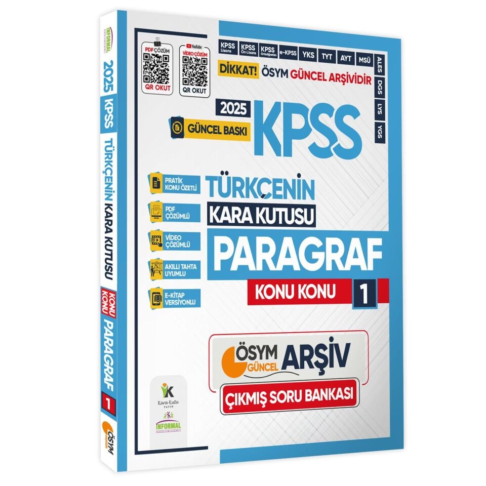 2025 KPSS Kara Kutu Türkçe Paragraf 3lü Altın Set Çıkmış Soru Bankası Konu Özetli Video/PDF Çözümlü
