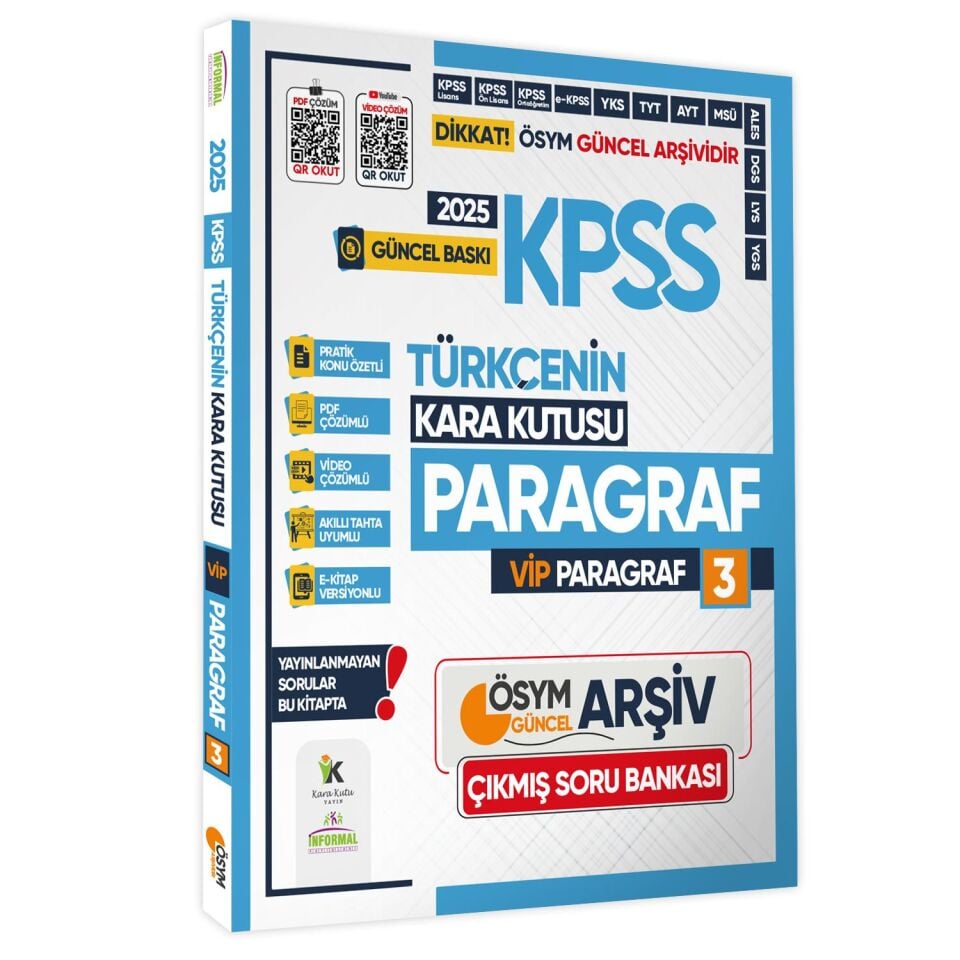 2025 KPSS Kara Kutu Türkçe Paragraf 3lü Altın Set Çıkmış Soru Bankası Konu Özetli Video/PDF Çözümlü