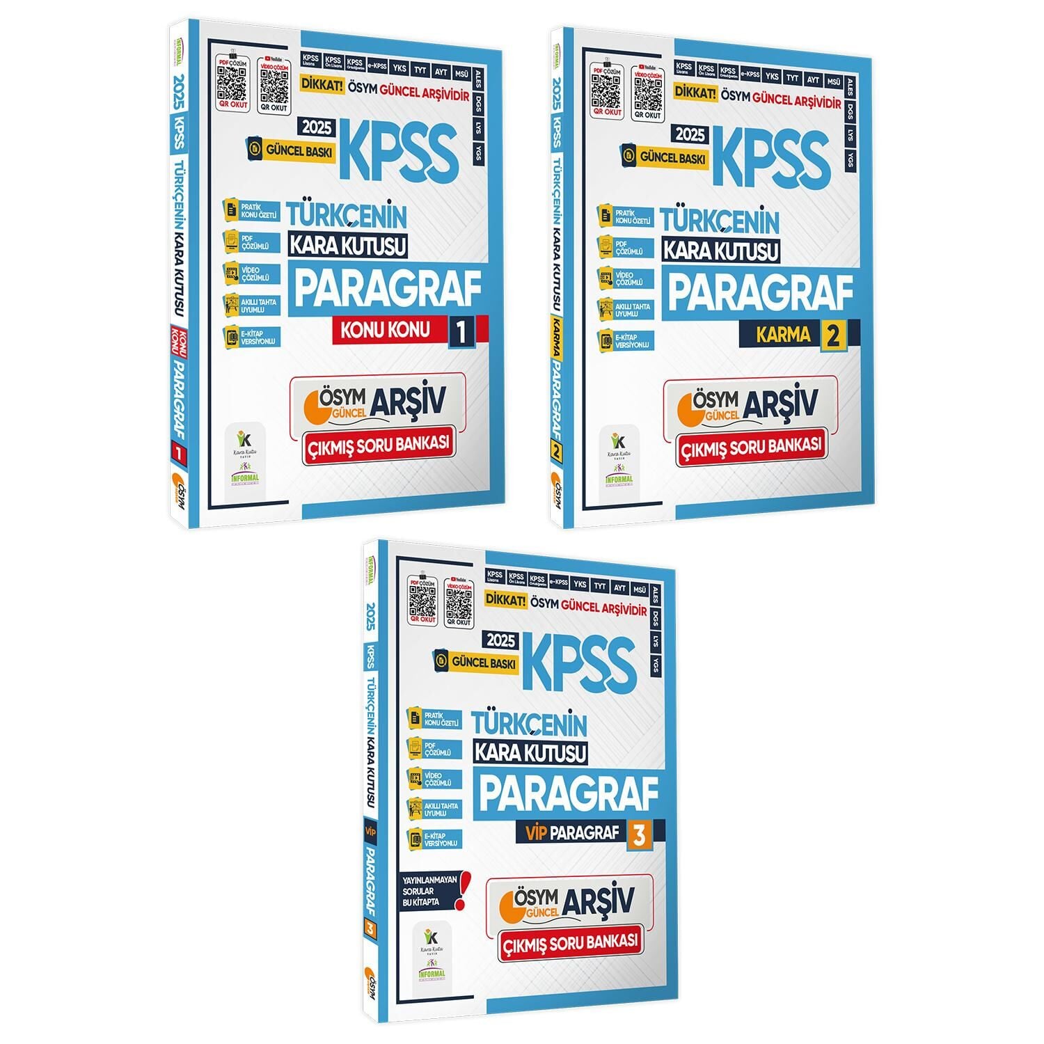 2025 KPSS Kara Kutu Türkçe Paragraf 3lü Altın Set Çıkmış Soru Bankası Konu Özetli Video/PDF Çözümlü