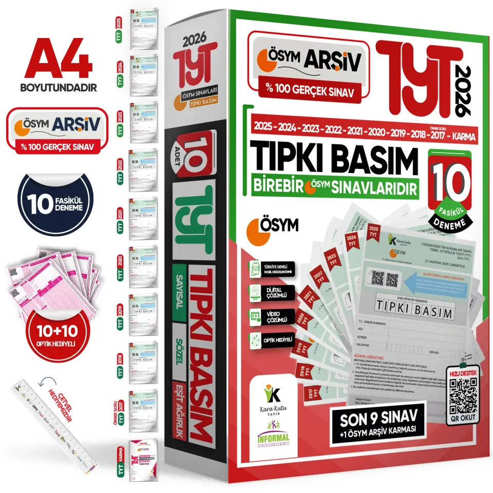 2026 YKS-TYT-MSÜ ÖSYM Çıkmış Soru Tıpkı Basım 19lu (10+9) Deneme Paketi Video Çözümlü Türkiye Geneli