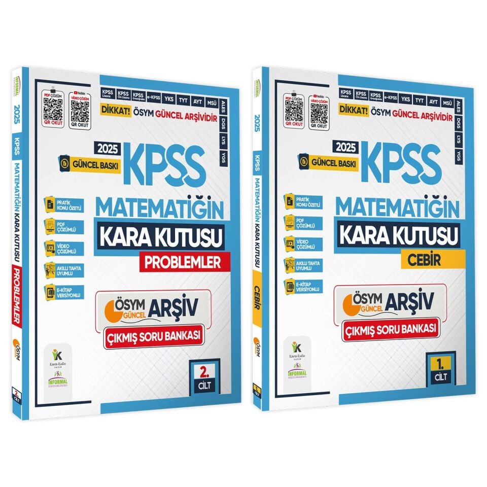 2025 KPSS MATEMATİK Kara Kutu 1. ve 2.Cilt ÖSYM Çıkmış Soru Bankası 2li Set Video/PDF Çözümlü