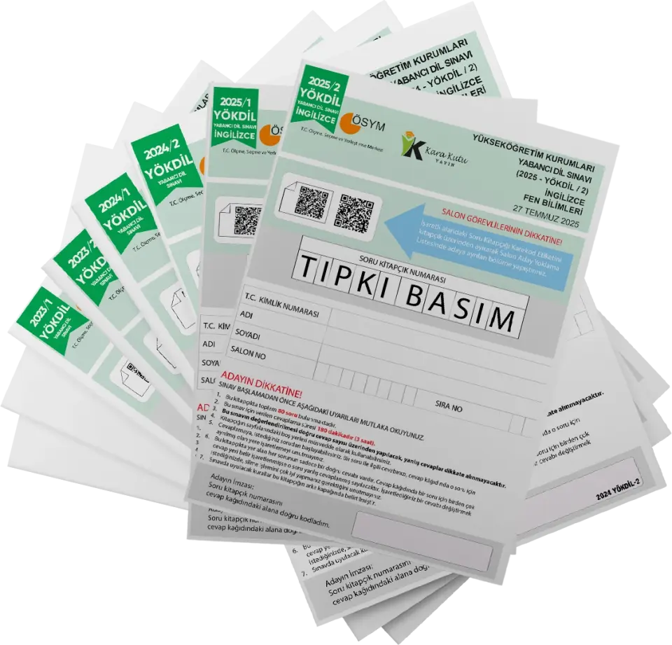 2026 YÖKDİL İngilizce FEN BİLİMLERİ ÖSYM Çıkmış Soru Tıpkı Basım Deneme Paketi 6lı Türkiye Geneli