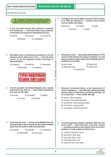 2026 YÖKDİL İngilizce SOSYAL BİLİMLER ÖSYM Çıkmış Soru Tıpkı Basım Deneme Paketi 6lı Türkiye Geneli