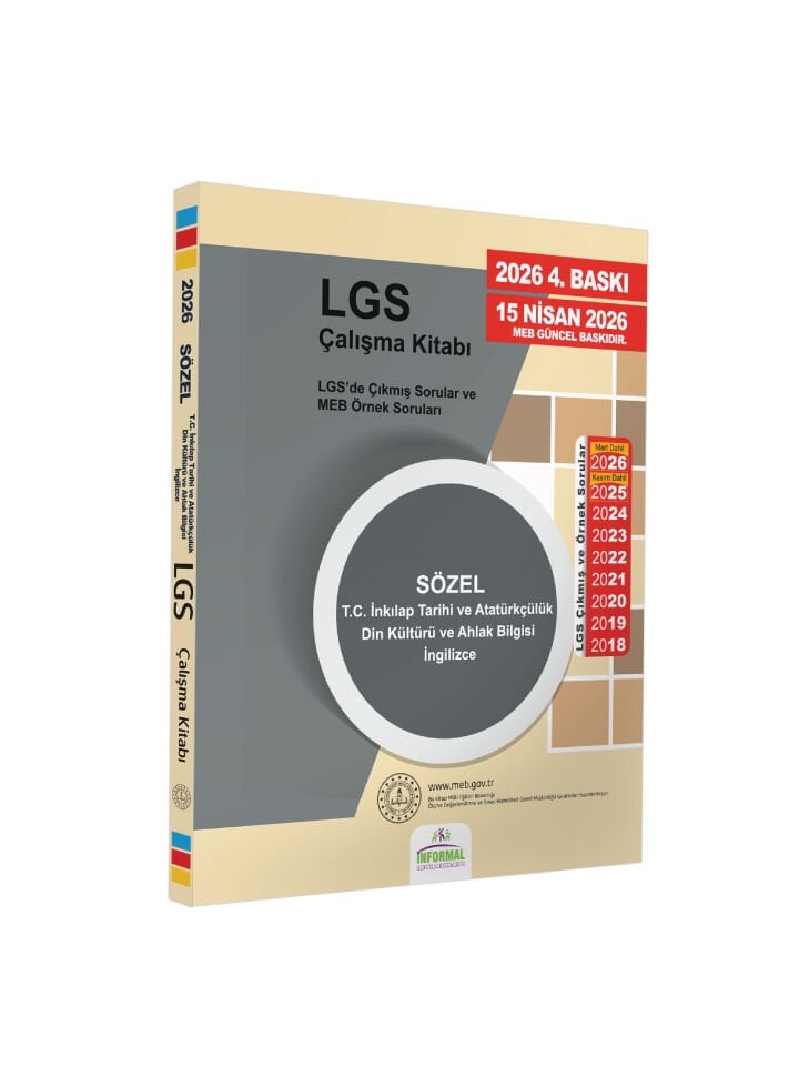 2026(Nisan Güncellemesi dahil)8.Sınıf LGS Çıkmış Soru ve MEB Örnek Soruları Çalışma Kitabı 4lü SET RENKLİ A4 Boyut