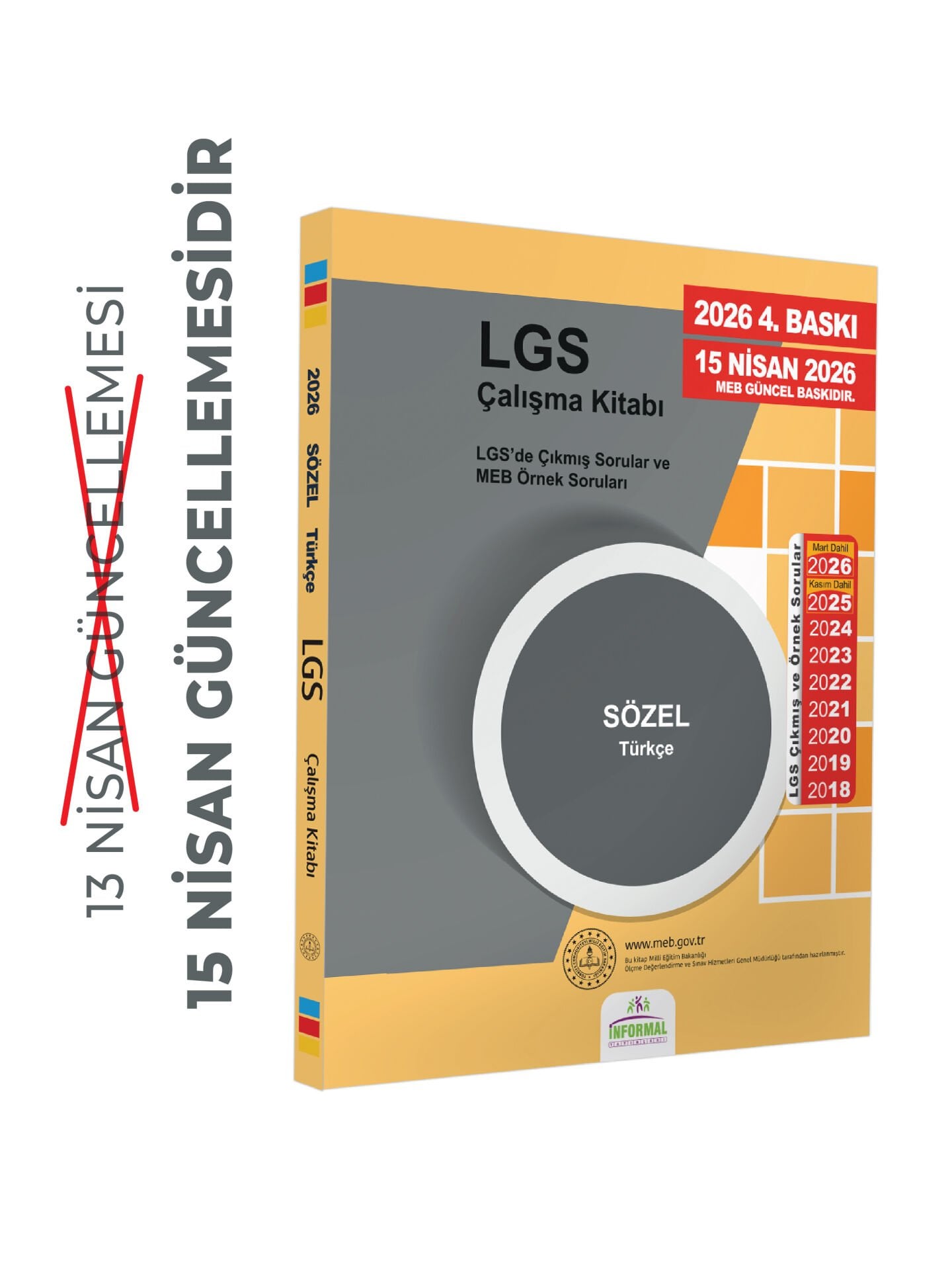 2026(Nisan Güncellemesi dahil)8.SINIF LGS MEB Örnek Soruları Türkçe Sözel Çalışma Kitabı RENKLİ Baskı