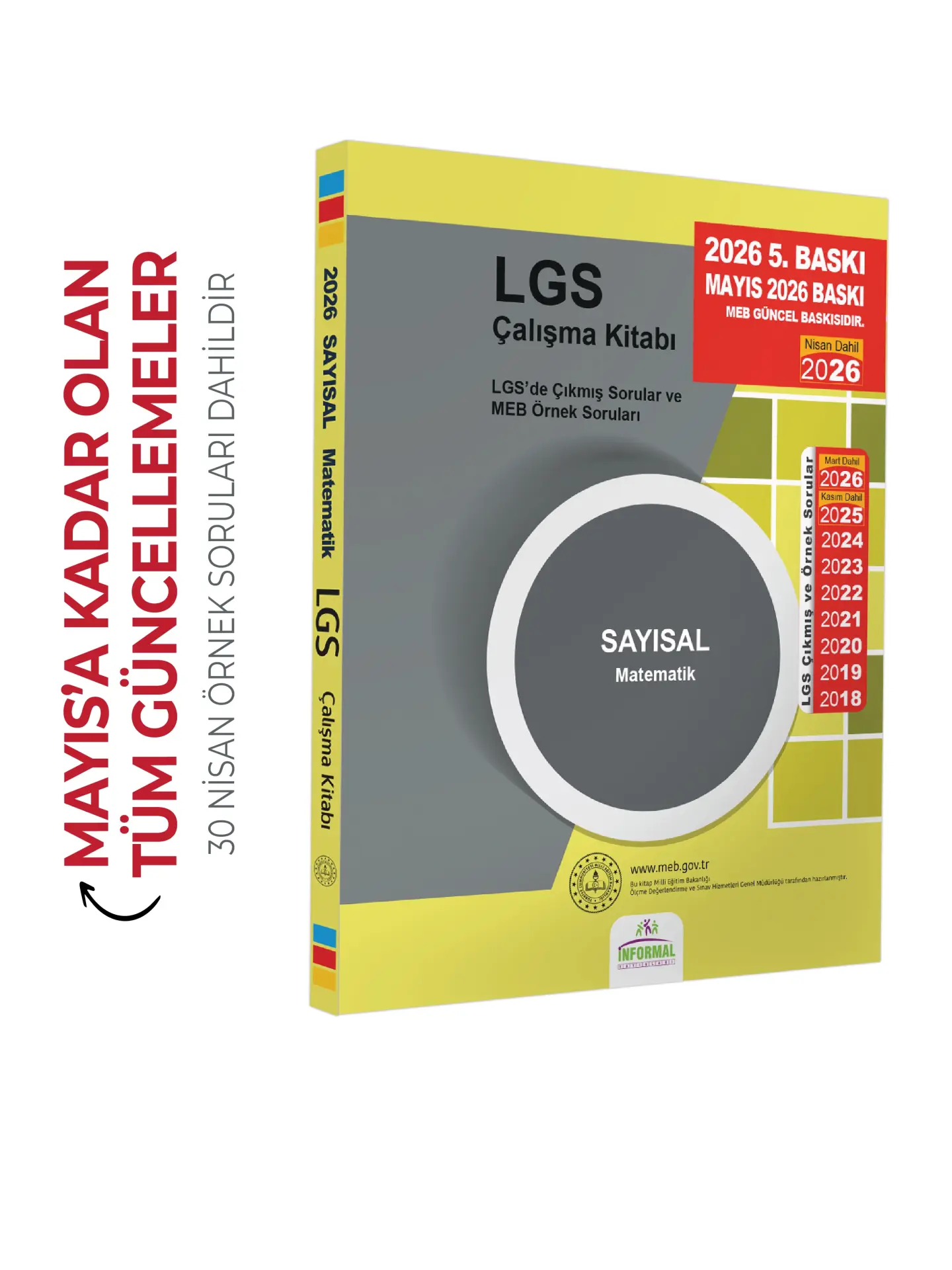 2026 (Mayıs’a kadar) MEB Örnek Soruları LGS Matematik Çalışma Kitabı 8.Sınıf A4 RENKLİ Baskı