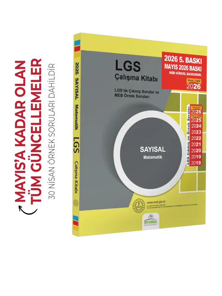 2026 (Mayıs’a kadar) MEB Örnek Soruları LGS Matematik Çalışma Kitabı 8.Sınıf A4 RENKLİ Baskı