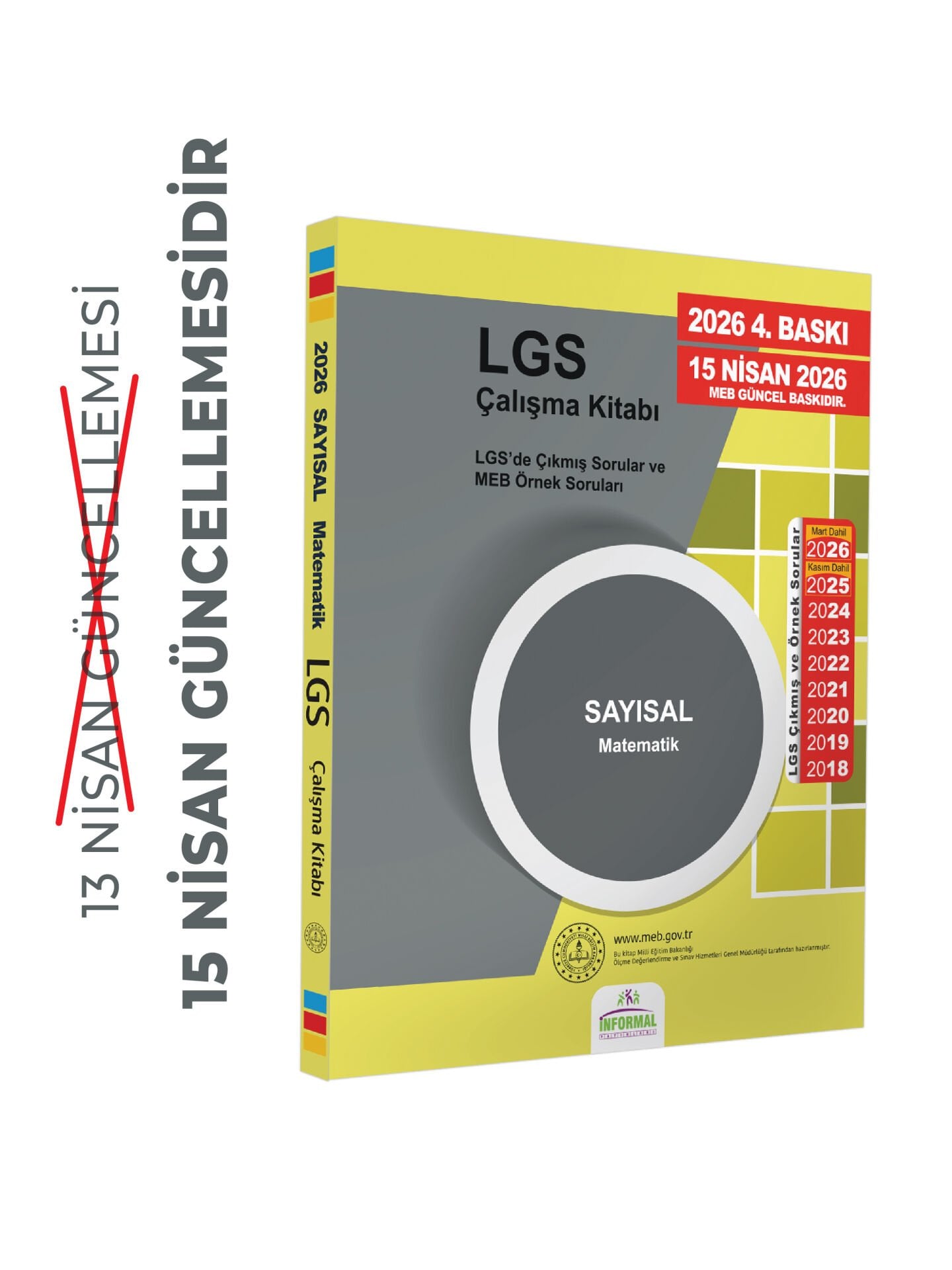 2026(Nisan Güncellemesi dahil)MEB Örnek Soruları LGS Matematik Çalışma Kitabı 8.Sınıf RENKLİ Baskı A4 Boyut