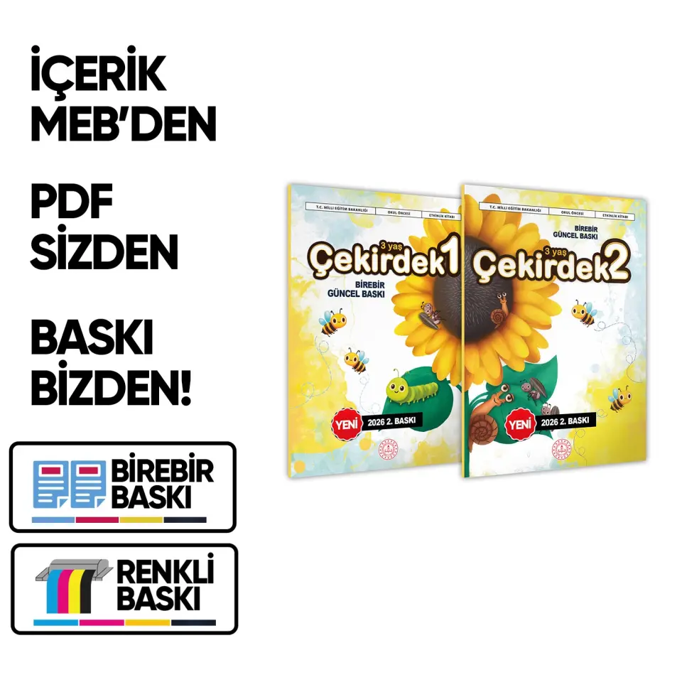 3 Yaş Okul Öncesi MEB Etkinlik Kitabı 2’li Set Çekirdek Eğlenceli ve Öğretici Aktiviteler BASKI ÜCRETİ