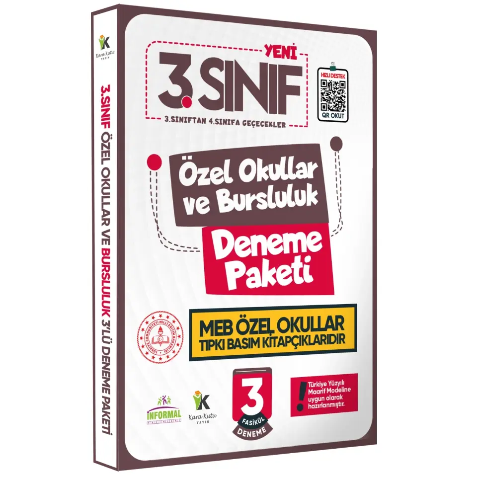 3.Sınıf Özel Okullar ve Bursluluk Hazırlık MEB Tıpkı Basım Deneme 3lü Fasikül SETİ
