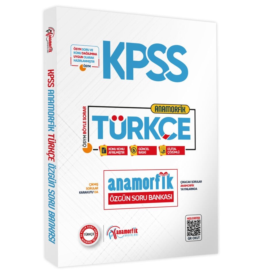 2025 KPSS Yeni Sistem Türkçe TEK KİTAP Anamorfik Özgün Soru Bankası Konu Konu Dijital Çözümlü