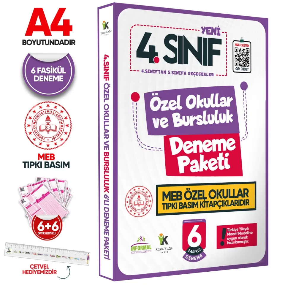 4.Sınıf Özel Okullar ve Bursluluk Hazırlık MEB Tıpkı Basım Deneme 6lı Fasikül SETİ