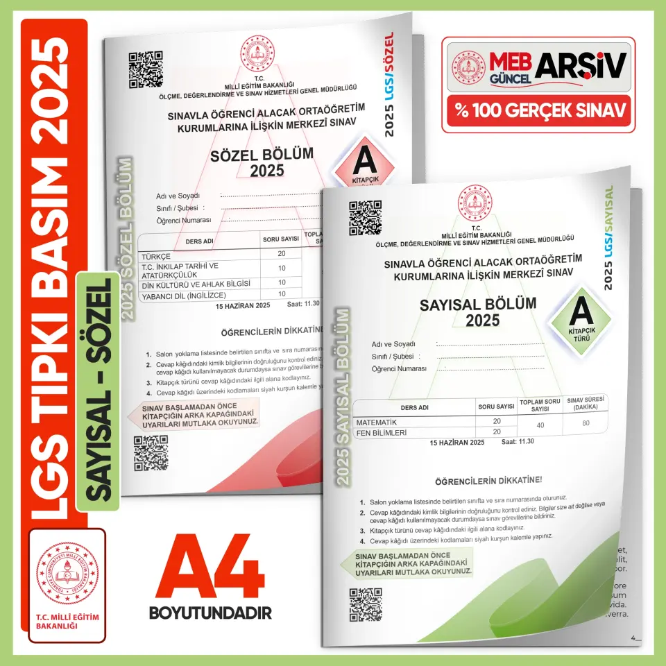 2025 LGS MEB Birebir Tıpkı Basım Çıkmış Soru Say-Söz Kitapçıkları (Video/PDF Çözümlü Türkiye Geneli)