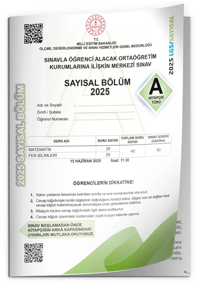 2025 LGS MEB Birebir Tıpkı Basım Çıkmış Soru Say-Söz Kitapçıkları (Video/PDF Çözümlü Türkiye Geneli)