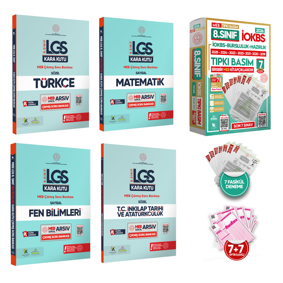 8.Sınıf İOKBS Bursluluk ALTIN PAKET Soru Bankası ve 7li Tıpkı Basım Deneme Seti