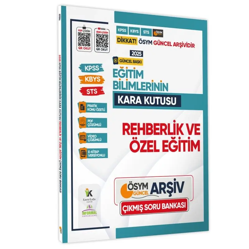 2025 MEB-AGS Eğitim Bilimlerinin Kara Kutusu REHBERLİK ve ÖZEL ÖĞRETİM Çıkmış Soru Bankası K.Ö. Çözümlü