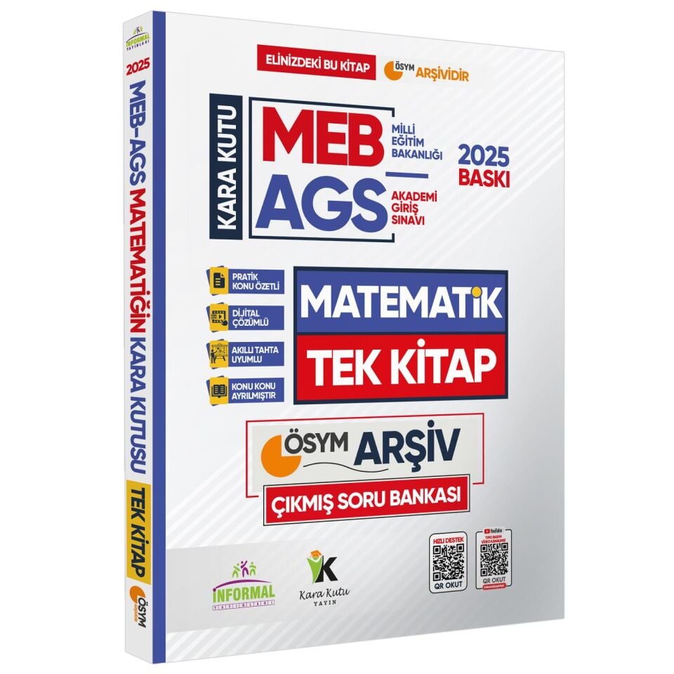 2025 MEB-AGS Kara Kutu Matematik TEK KİTAP ÖSYM Arşiv Çıkmış Soru Bankası K.Özetli Dijital Çözümlü