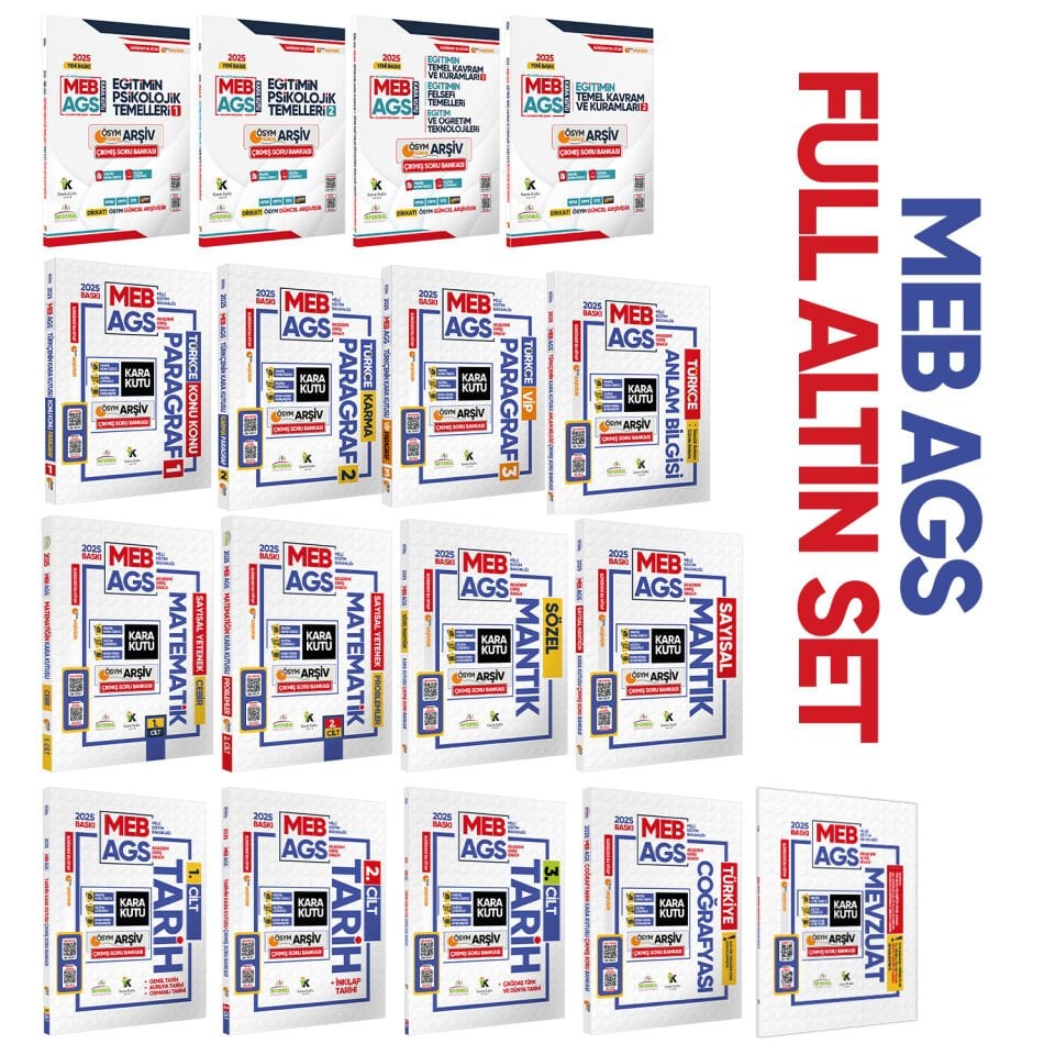 2025 MEB-AGS Kara Kutu ÖSYM Çıkmış Soru Bankası FULL ALTIN PAKET SETİ Konu Özetli Dijital Çözümlü