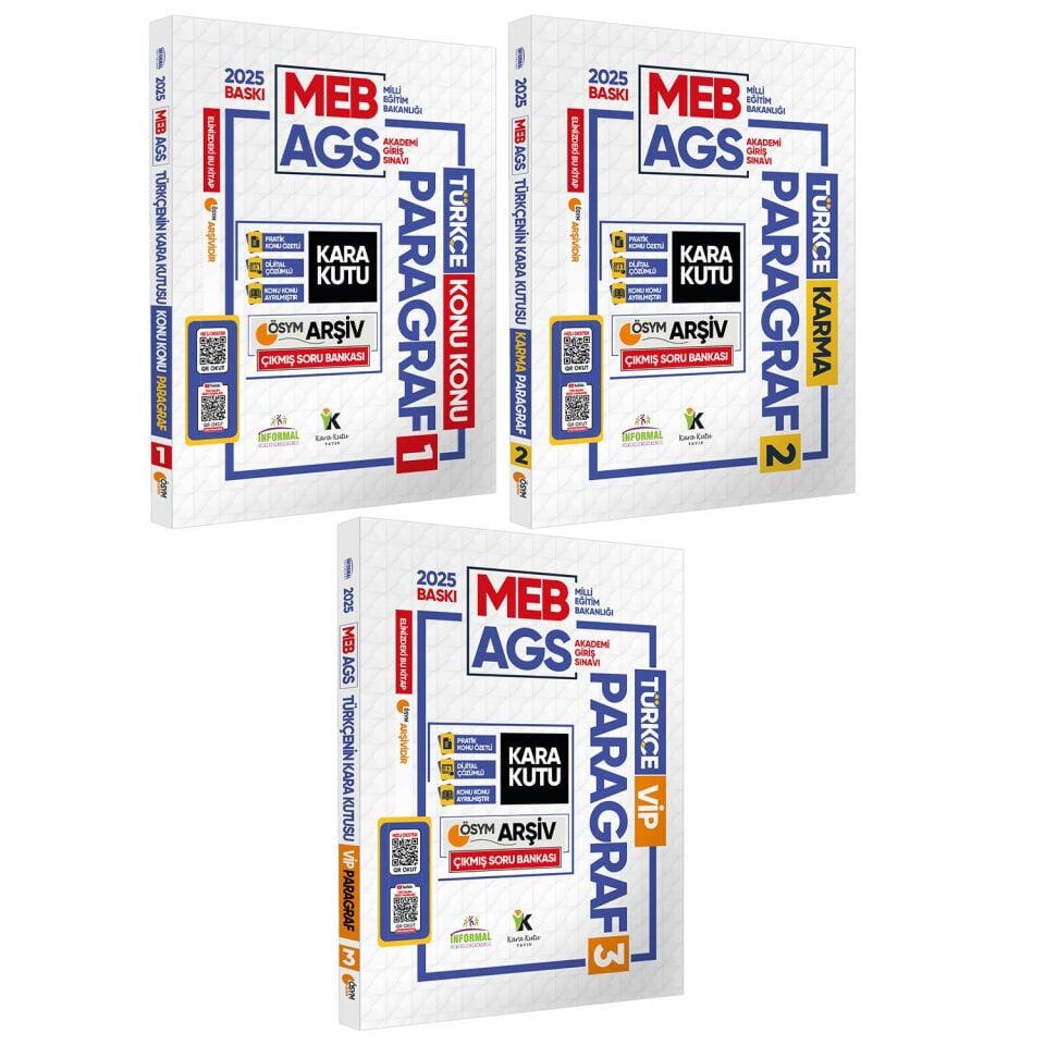 2025 MEB-AGS Kara Kutu Türkçe Paragraf 3lü Altın Set Çıkmış Soru Bankası Konu Özetli Dijital Çözümlü
