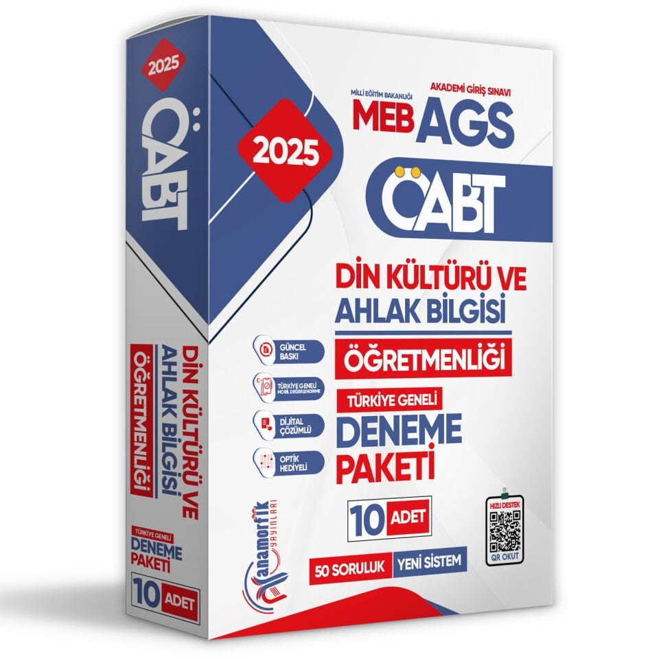 2025 ÖABT Din Kültürü ve Ahlak Bilgisi Anamorfik DKAB Öğretmenliği 10lu Çözümlü Paket Deneme TG