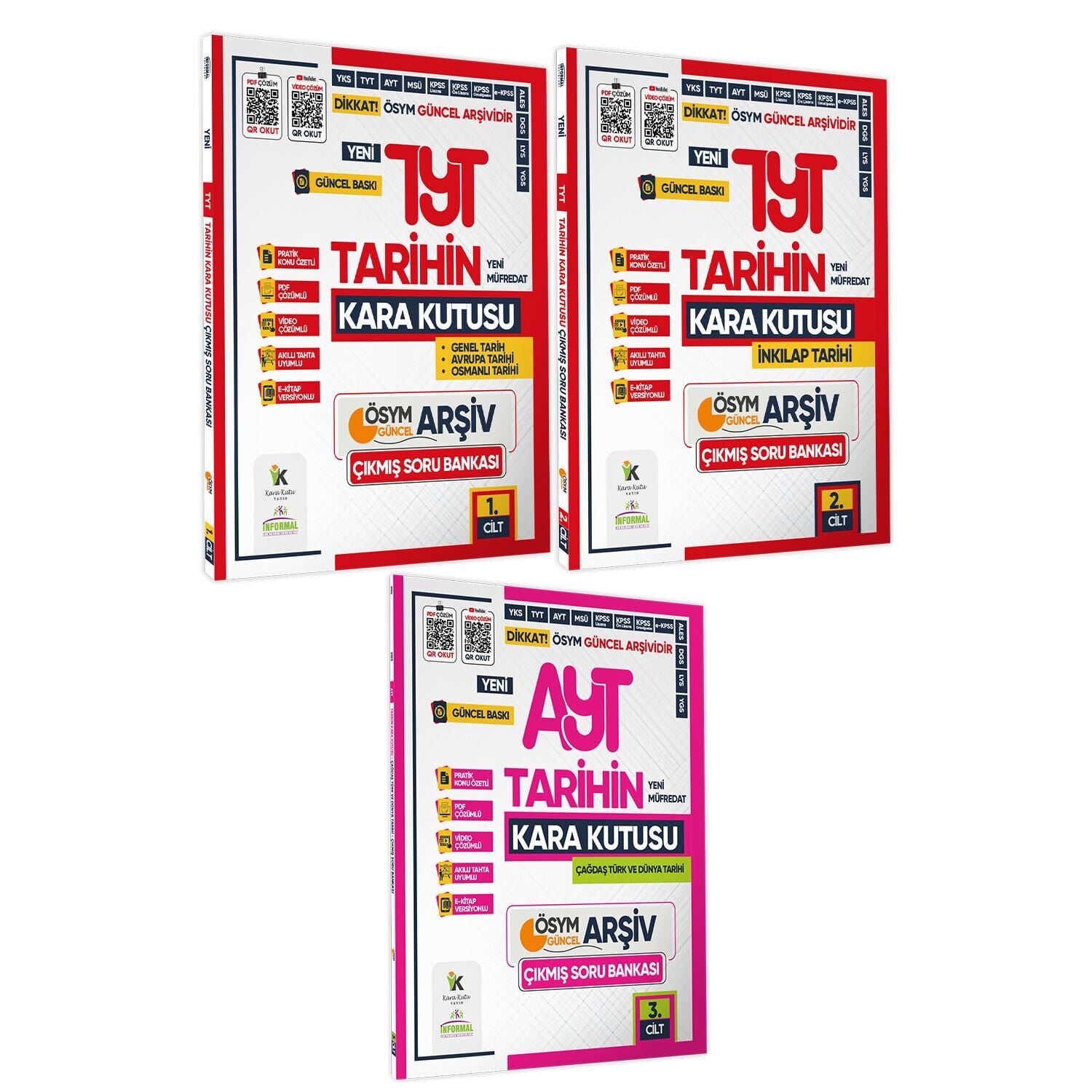 2025 TYT AYT Tarih Kara Kutu Çıkmış Soru Bankası 3lü MODÜLER SET Konu Özetli Video/PDF Çözümlü