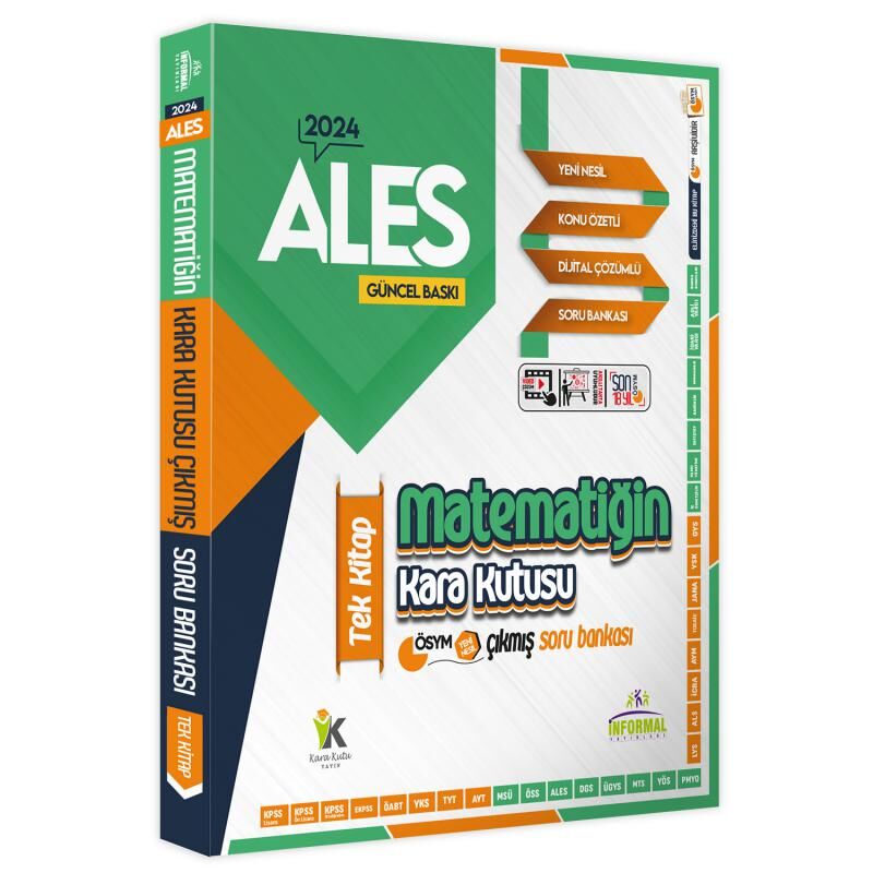 ALES Matematik Kara Kutu TEK KİTAP Dijital Çözümlü Konu Özetli ÖSYM Çıkmış Soru Bankası