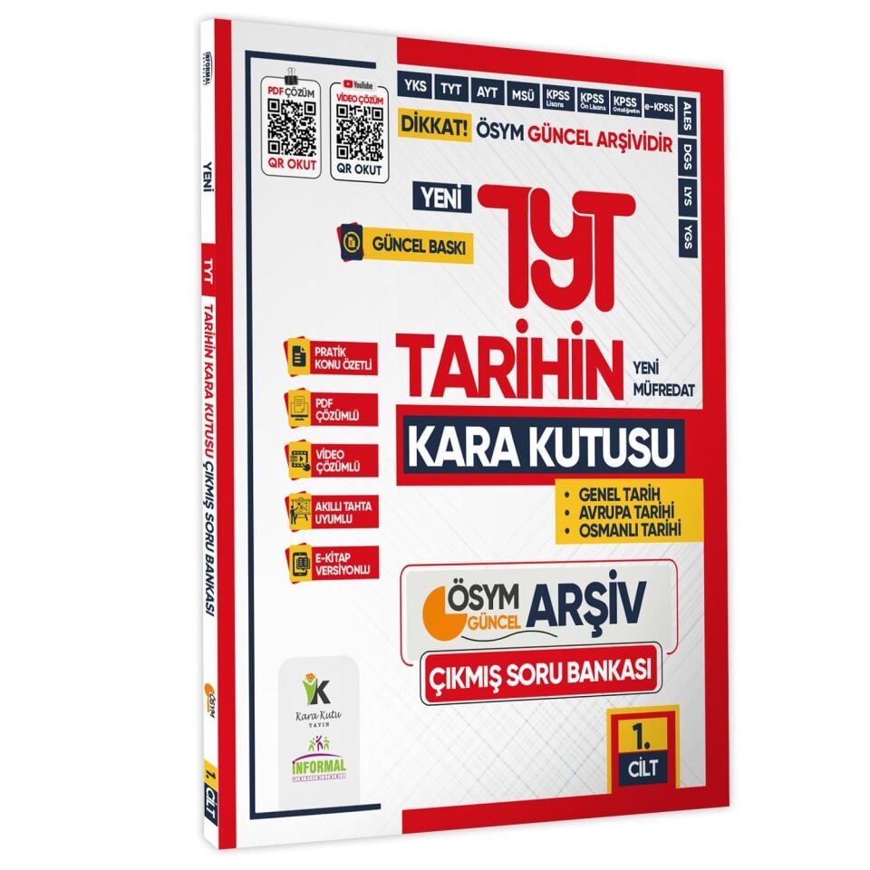 2025 TYT Tarih Kara Kutu ÖSYM Çıkmış Soru Bankası 2li MODÜLER SET Konu Özetli Video/PDF Çözümlü