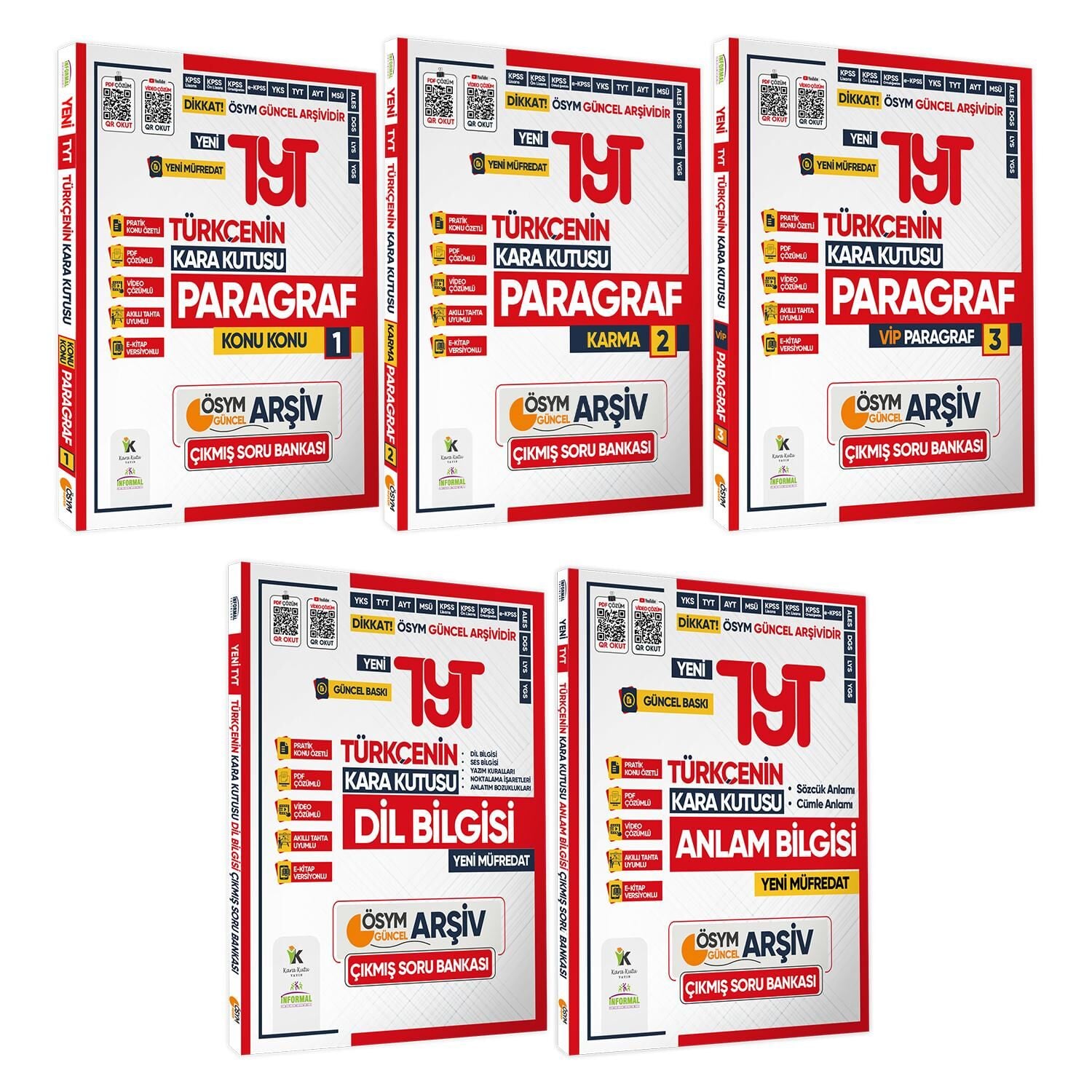 2025 TYT Türkçe Kara Kutu ÖSYM Çıkmış Soru Bankası 5li Altın Set Konu Özetli Video/PDF Çözümlü
