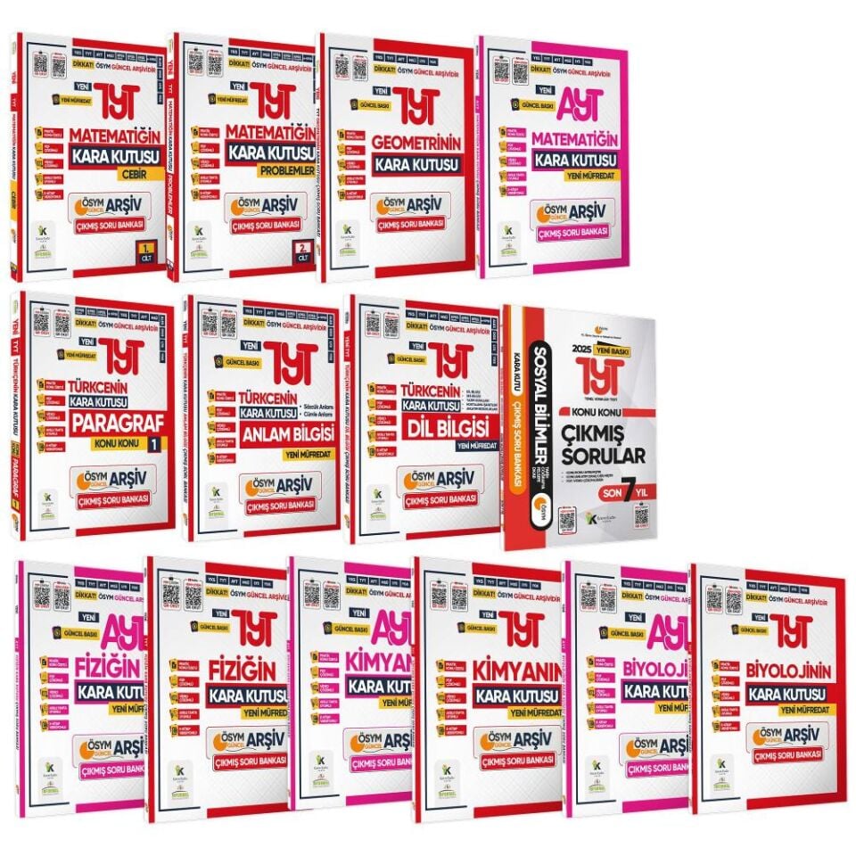 2025 TYT-AYT Kara Kutu ÖSYM Çıkmış Soru Bankası SAYISAL ALTIN SET Konu Özetli Dijital Çözümlü