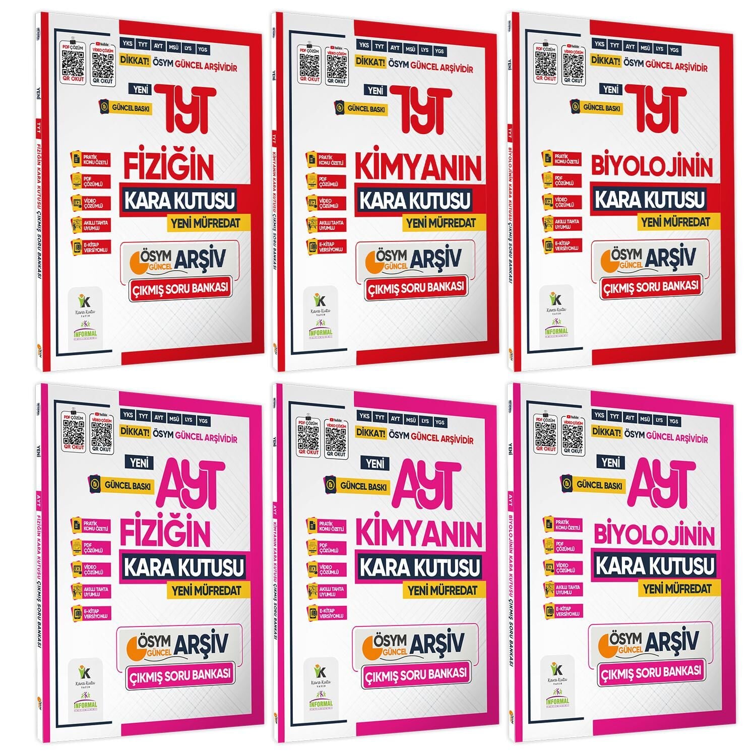2025 YKS TYT AYT Fizik Kimya Biyoloji (FKB) Kara Kutu Çıkmış Soru Bankası 6lı Set Dijital Çözümlü
