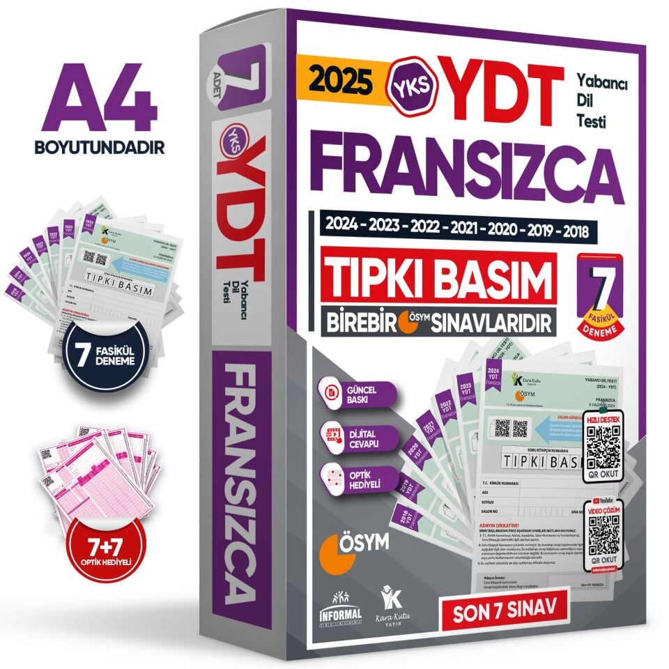 2025 YKS YDT (Yabancı Dil Testi) FRANSIZCA ÖSYM Çıkmış Soru Tıpkı Basım Deneme Paketi 7li Türkiye G.