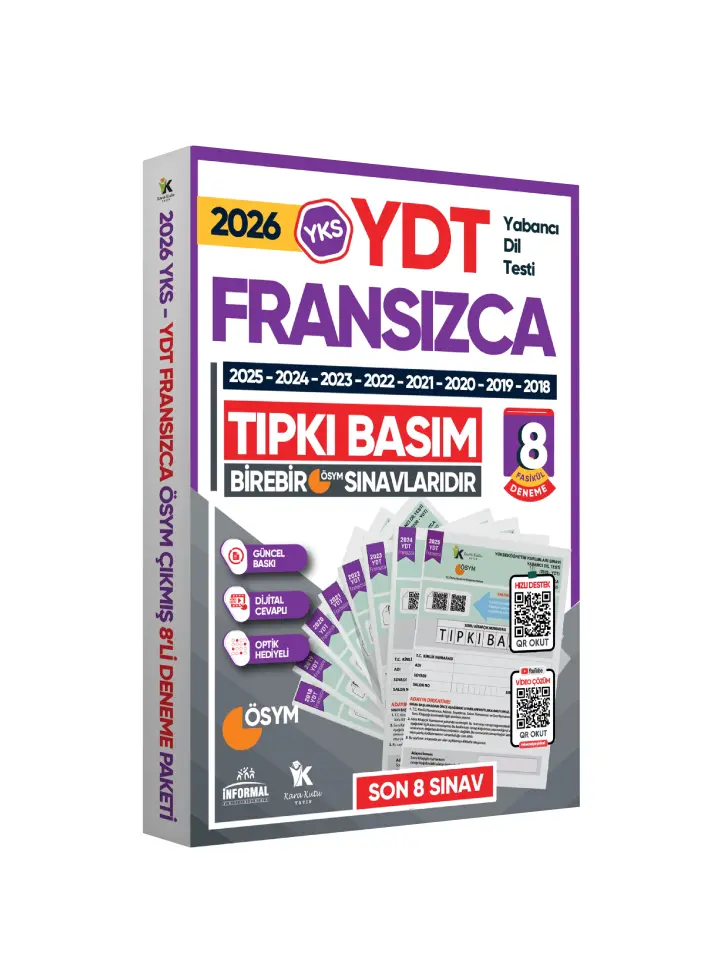 2026 YKS YDT (Yabancı Dil Testi) FRANSIZCA ÖSYM Çıkmış Soru Tıpkı Basım Deneme Paketi 8li Türkiye G.