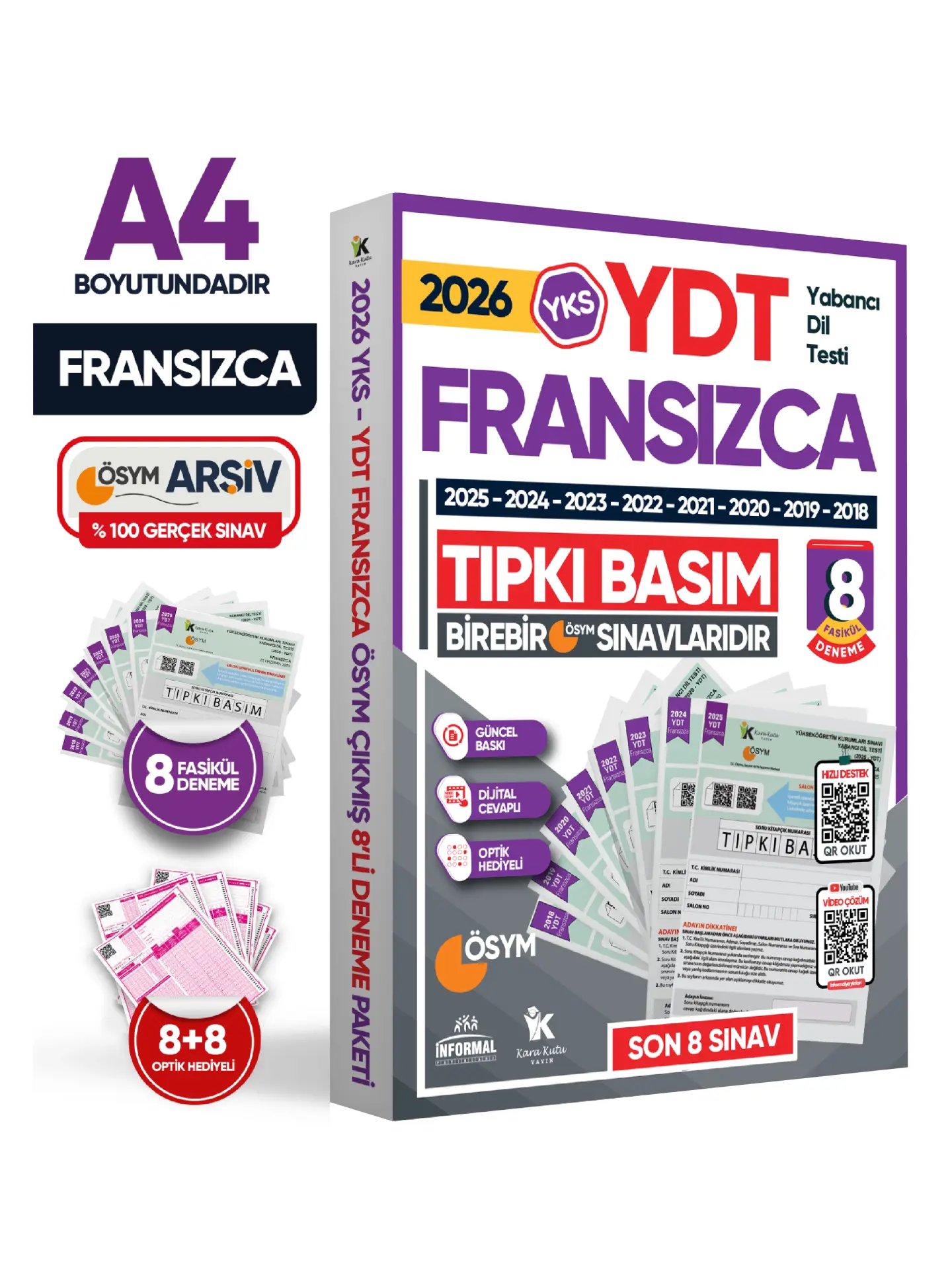 2026 YKS YDT (Yabancı Dil Testi) FRANSIZCA ÖSYM Çıkmış Soru Tıpkı Basım Deneme Paketi 8li Türkiye G.
