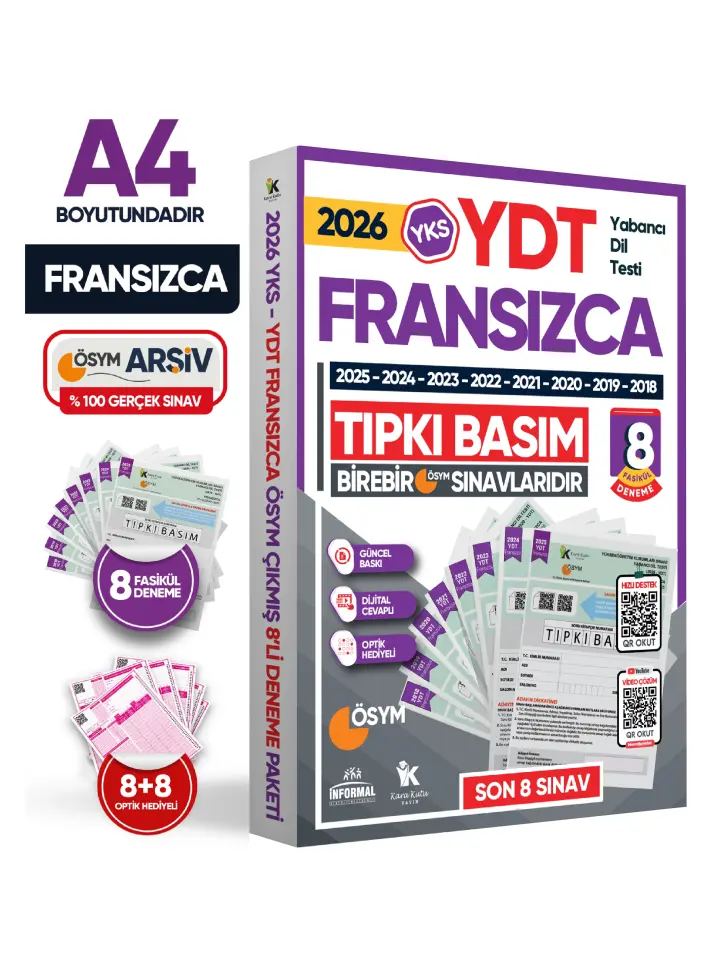 2026 YKS YDT (Yabancı Dil Testi) FRANSIZCA ÖSYM Çıkmış Soru Tıpkı Basım Deneme Paketi 8li Türkiye G.
