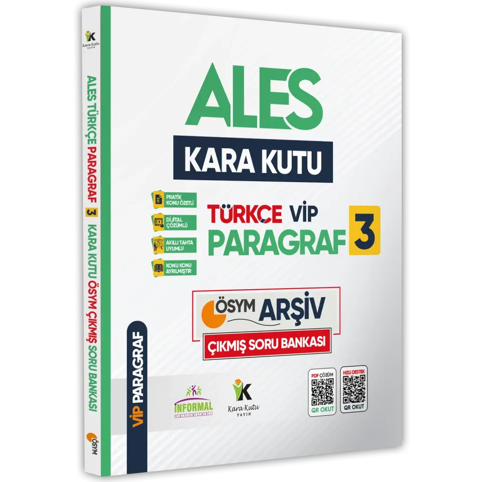 ALES Türkçenin Kara Kutusu ÖSYM ARŞİVİ ÇIKMIŞ PARAGRAF VİP 3 Soru Bankası Konu Özetli Çözümlü